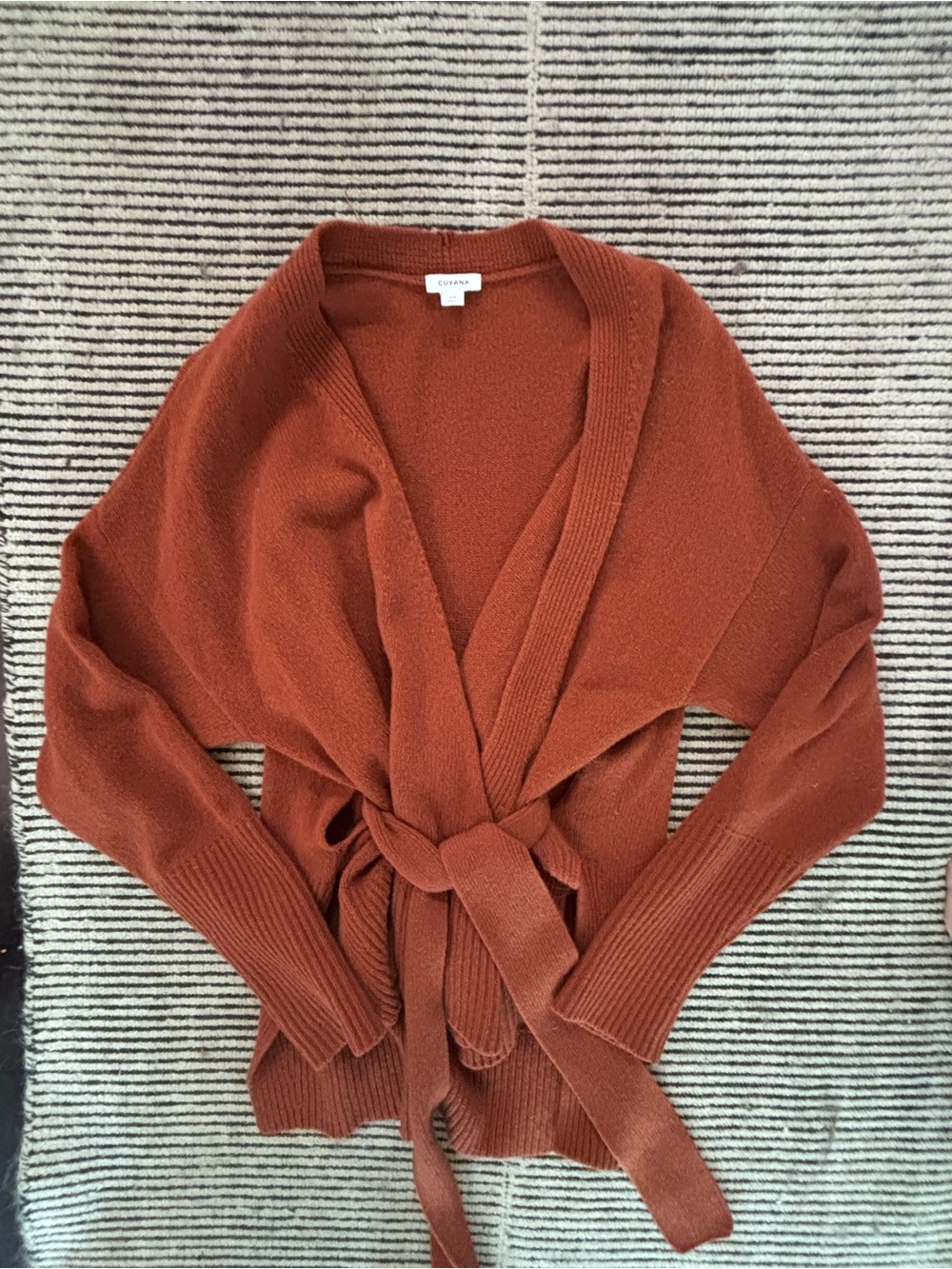 Cuyana Women's Cashmere Rust Wrap Cardigan Sweater